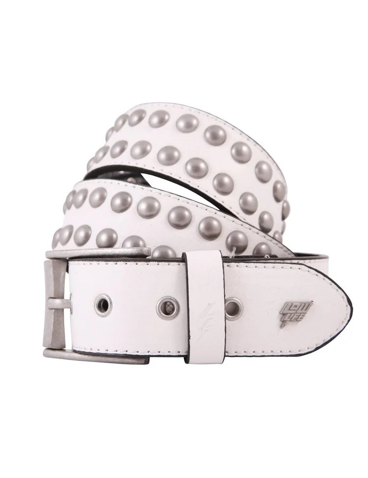 lowlife of london Sphere Leather Belt in White