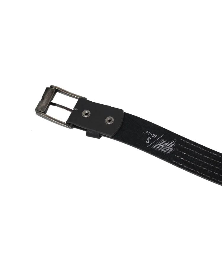 Lowlife Of London Shrink Leather Belt In Black Pewter