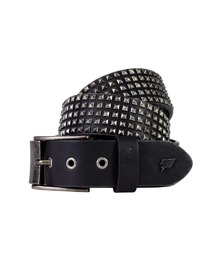 lowlife of london Shrink Leather Belt in Black Pewter