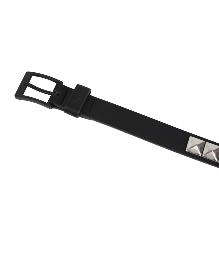 Lowlife Of London Single Stud Leather Belt In Black And Silver