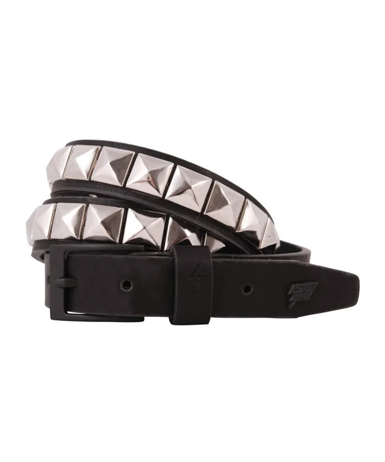 lowlife of london Single Stud Leather Belt in Black and Silver