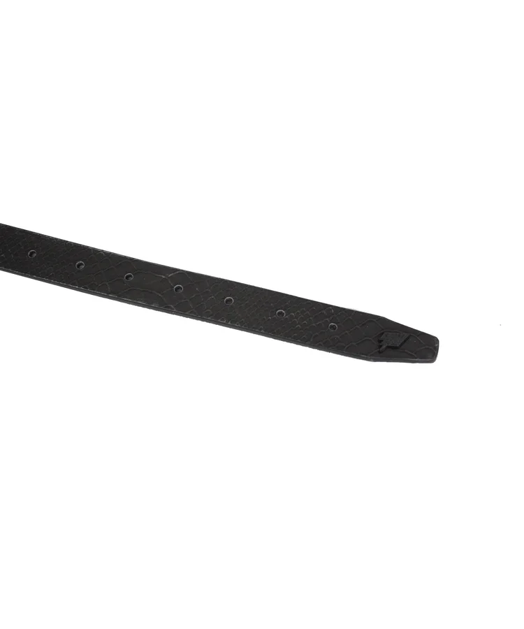Lowlife Of London Single Stud Leather Belt In Black Snakeskin