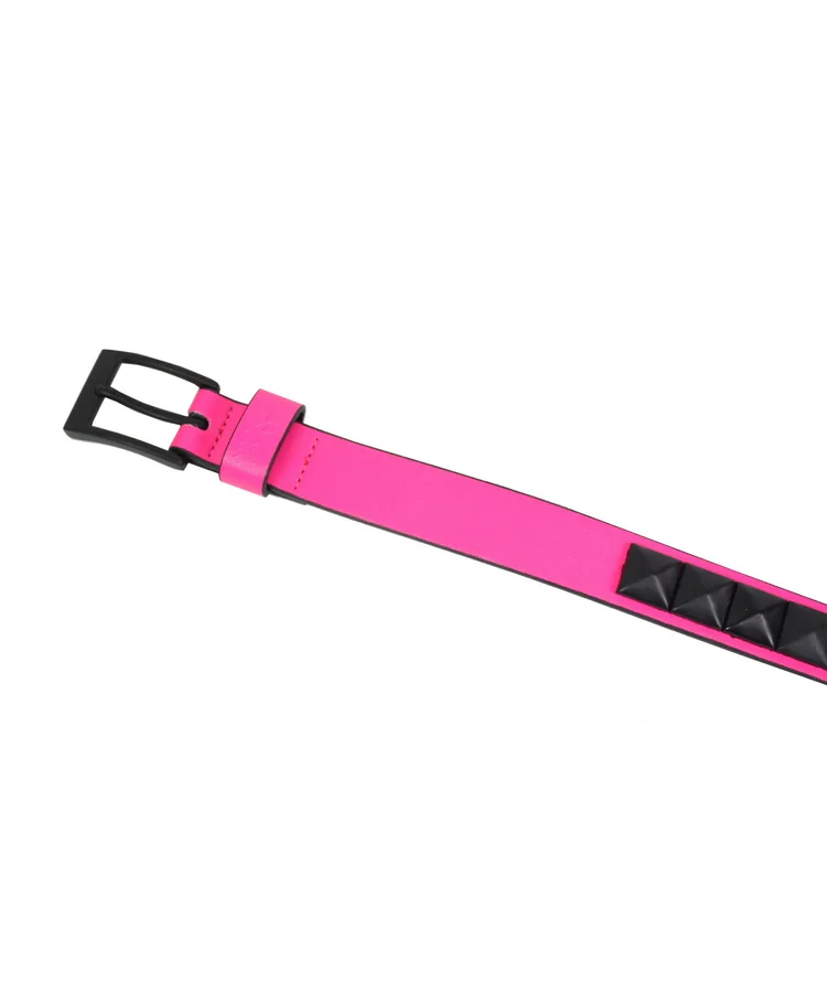 Lowlife Of London Single Stud Leather Belt In Pink And Black