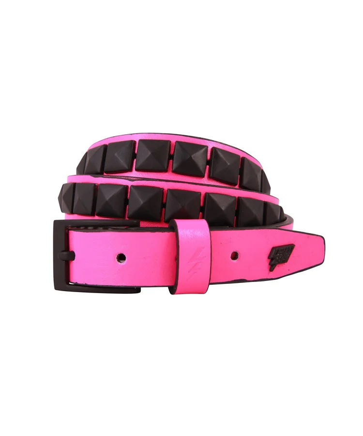 lowlife of london Single Stud Leather Belt in Pink and Black