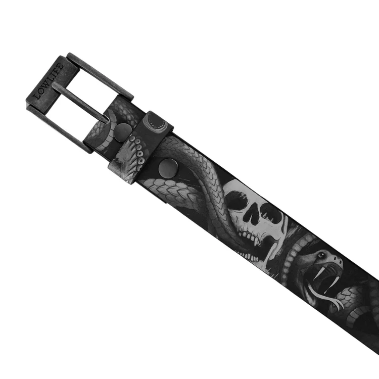 Lowlife Of London Snake Eyes James Maw Faux Leather Belt In Black And White