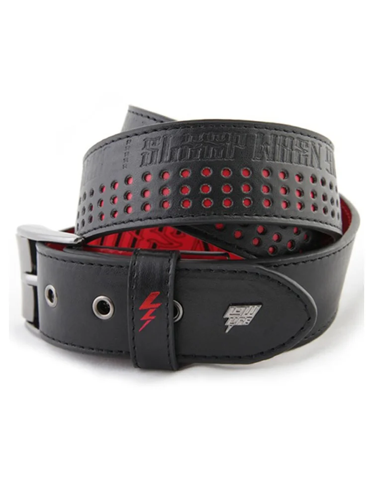 lowlife of london SWYD Perf Pritchard from Dirty Sanchez Leather Belt in Black Red
