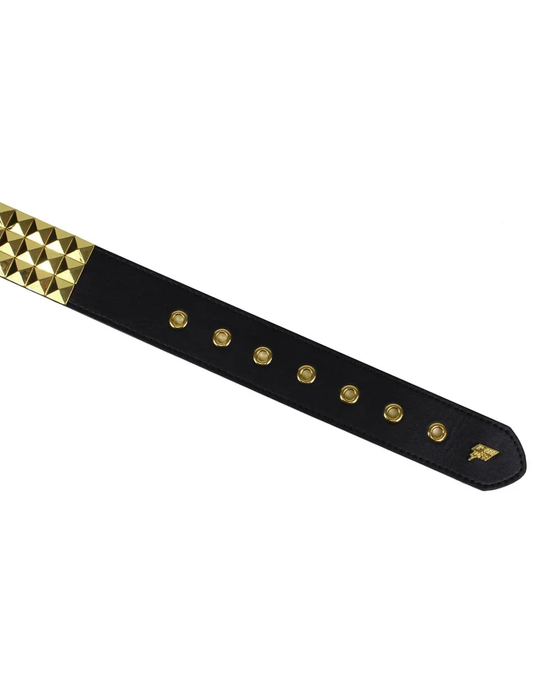 Lowlife Of London Triple S Studded Leather Belt In Black And Gold