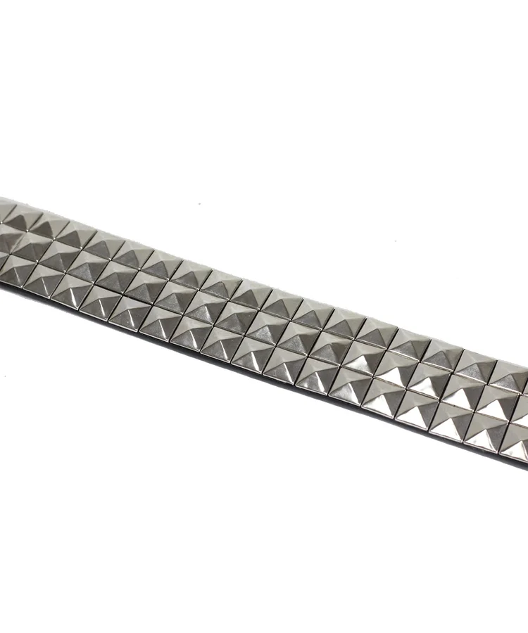Lowlife Of London Triple S Studded Leather Belt In Black And Silver