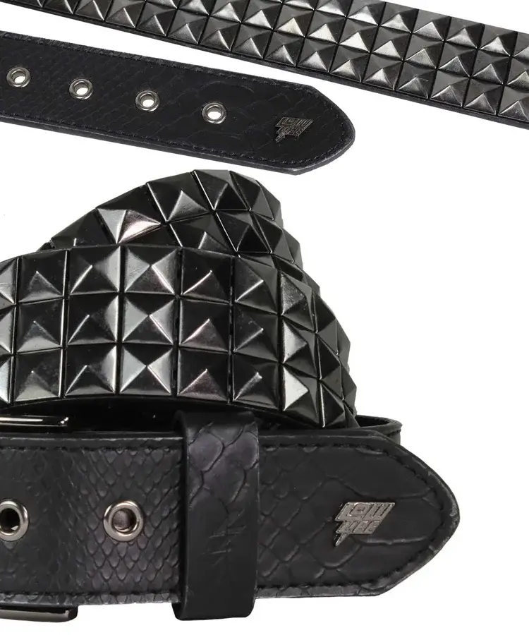 Lowlife Of London Triple S Studded Leather Belt In Black And Snakeskin