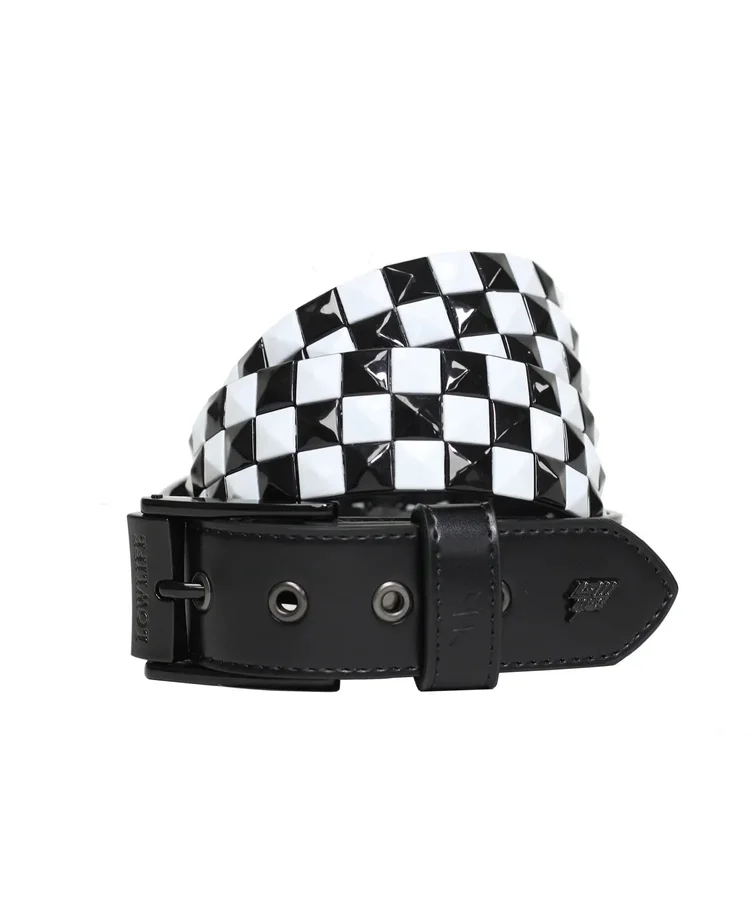 Lowlife Of London Triple S Studded Leather Belt In Black And White
