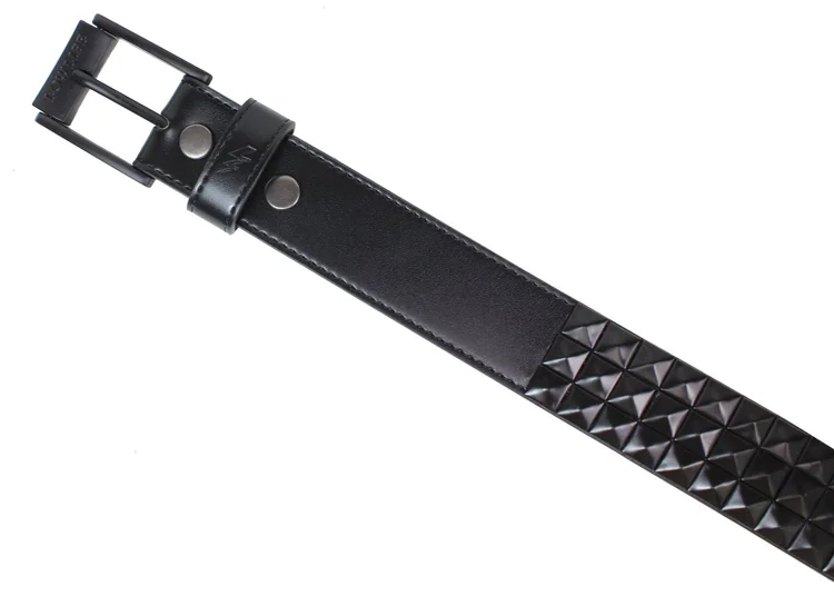 lowlife Of London Triple S Studded Leather Belt In Matt Black