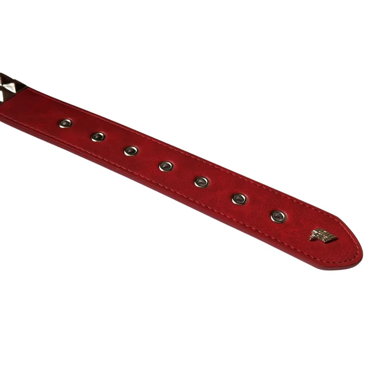 Lowlife Of London Triple S Studded Leather Belt In Red And Silver