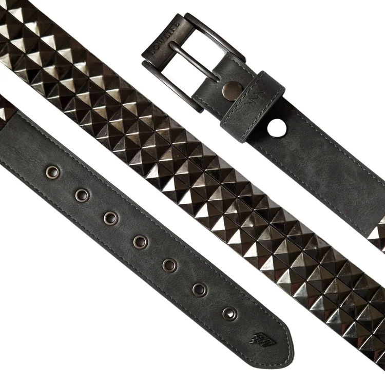 Lowlife Of London Triple S Studded Leather Belt In Slate