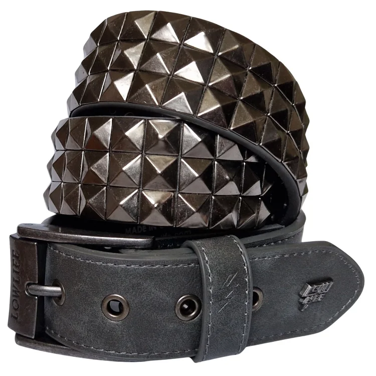 lowlife of london Triple S Studded Leather Belt in Slate