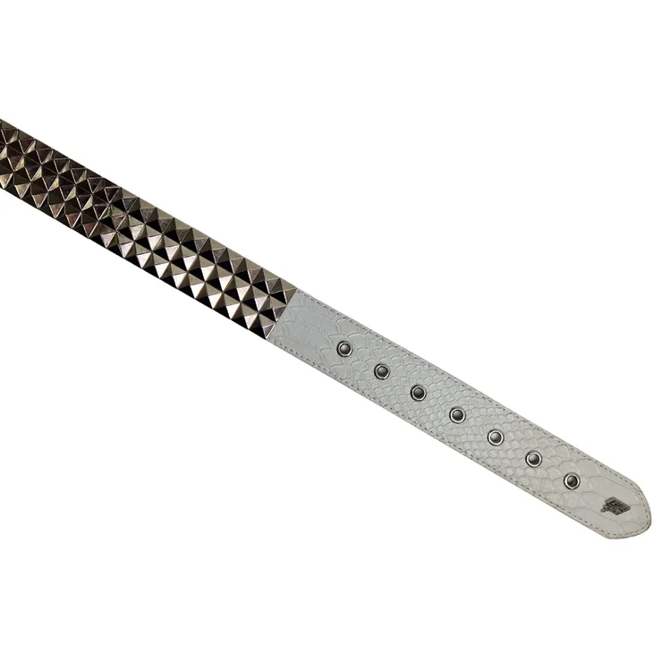 Lowlife Of London Triple S Studded Leather Belt In White Snakeskin