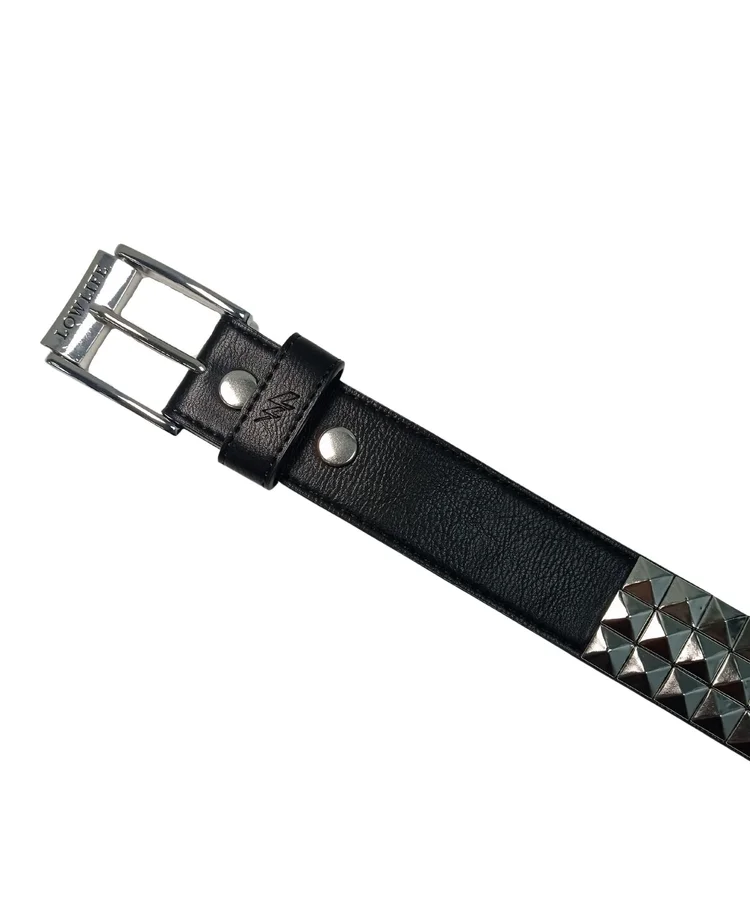 Lowlife Of London Vegan Triple S Studded Faux Leather Belt In Black And Silver