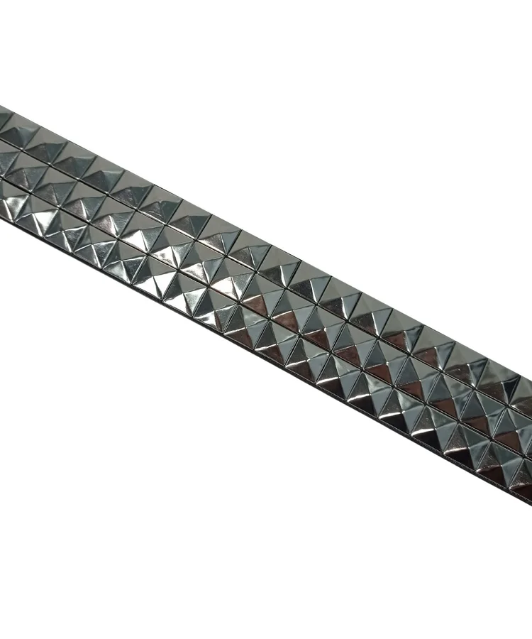 Lowlife Of London Vegan Triple S Studded Faux Leather Belt In Black And Silver
