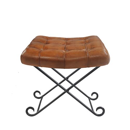 Lr Home Leather Stool - 35002BRL