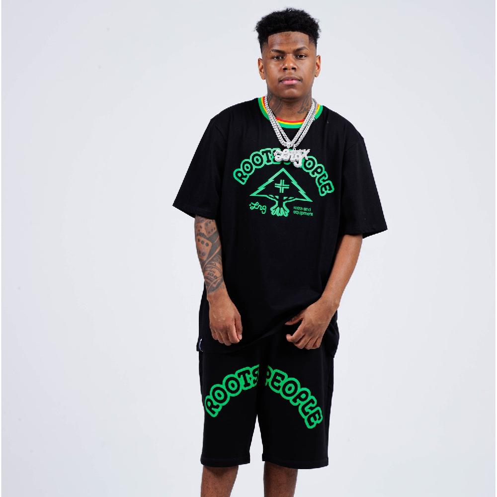 Lrg MESSAGE HAS ROOTS SHORT Black