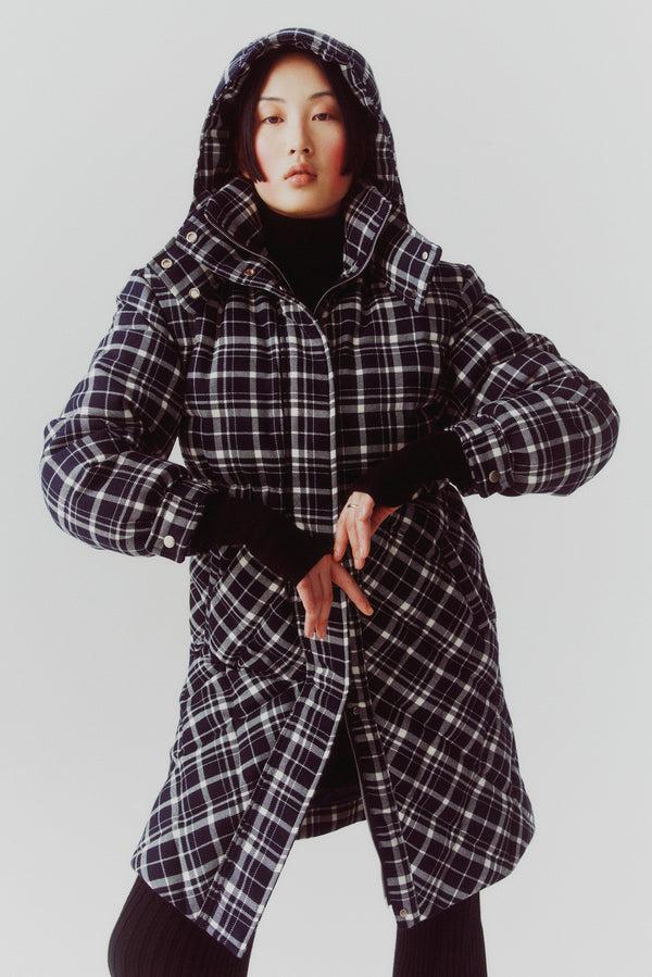 Lu Mei HENDON COAT - CHECKED WOOL Navy Check