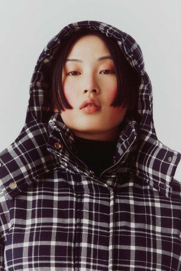 Lu Mei HENDON COAT - CHECKED WOOL Navy Check