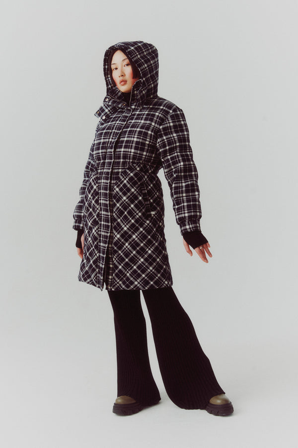lu mei HENDON COAT - CHECKED WOOL Navy Check