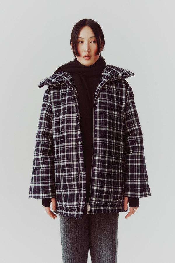 lu mei TUFNELL JACKET - CHECKED WOOL Navy