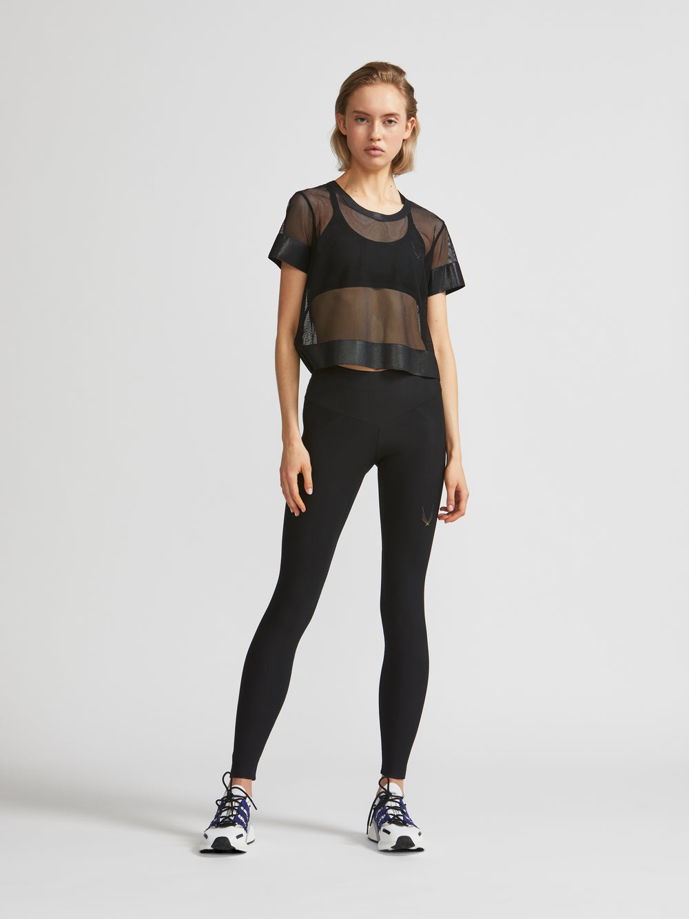 lucas hugh Mesh Crop T-Shirt black