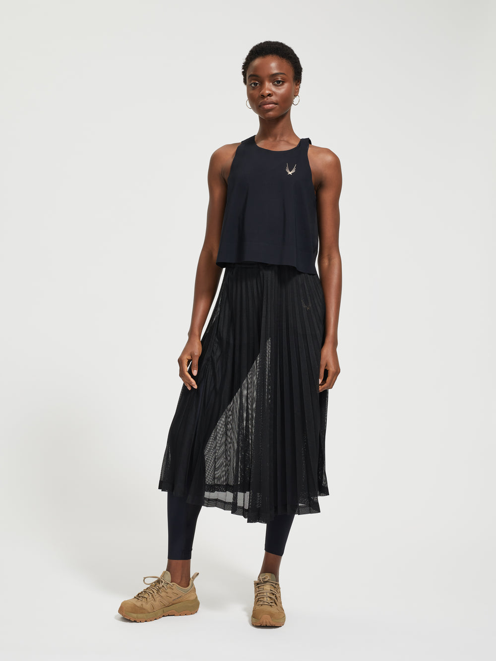 lucas hugh Pivot Pleated Skirt black