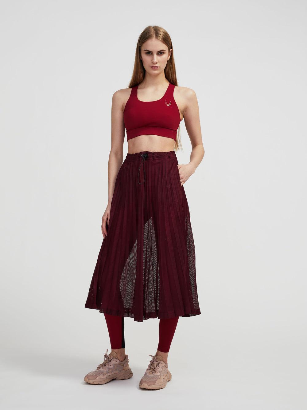 Lucas Hugh Pivot Pleated Skirt Burgundy