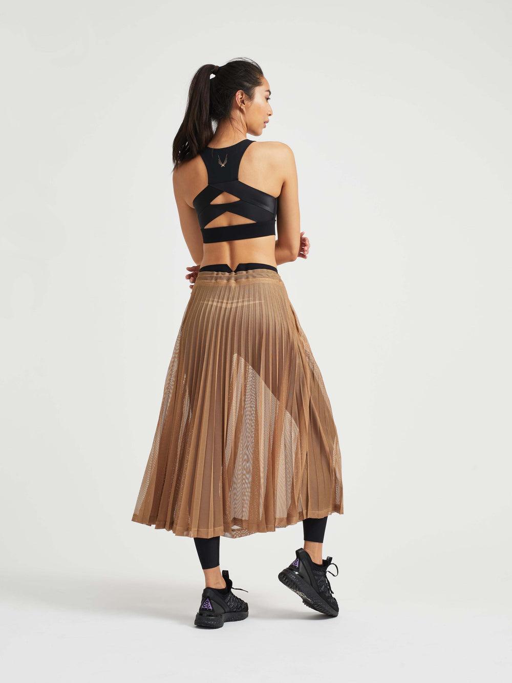 lucas hugh Pivot Pleated Skirt dune
