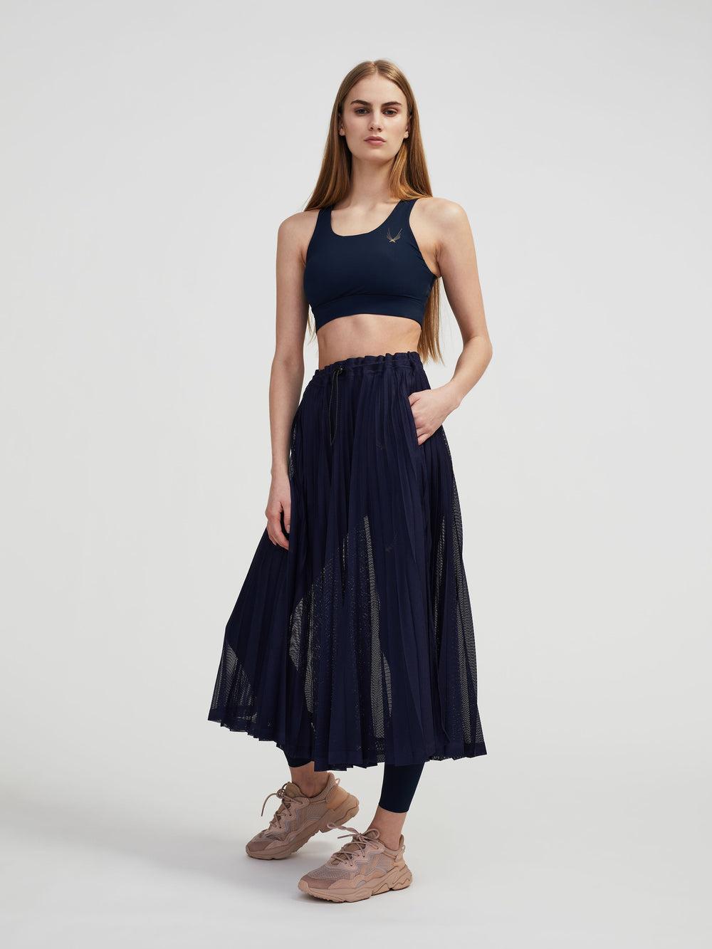 lucas hugh Pivot Pleated Skirt midnight