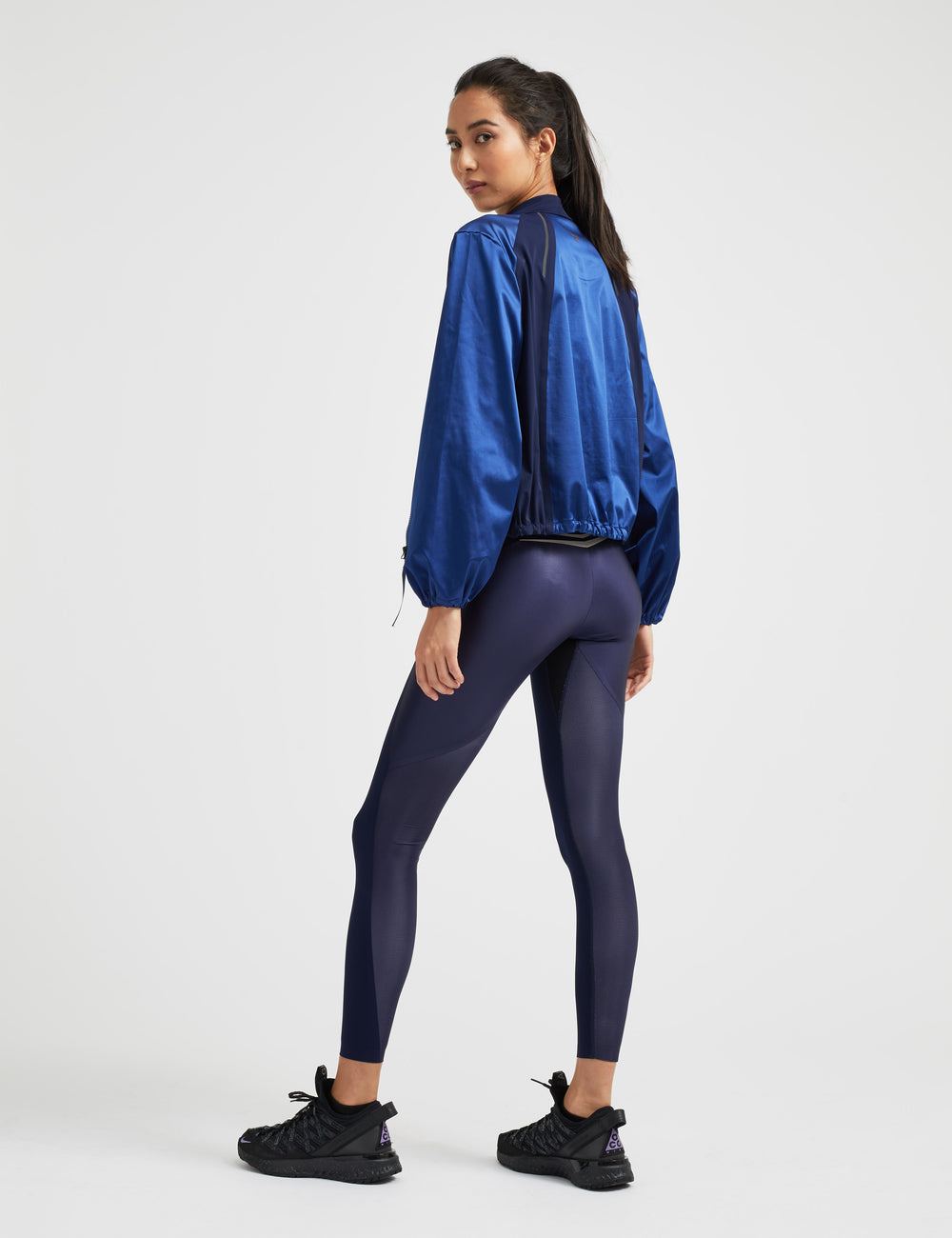 lucas hugh Satin Bomber Jacket jockey blue