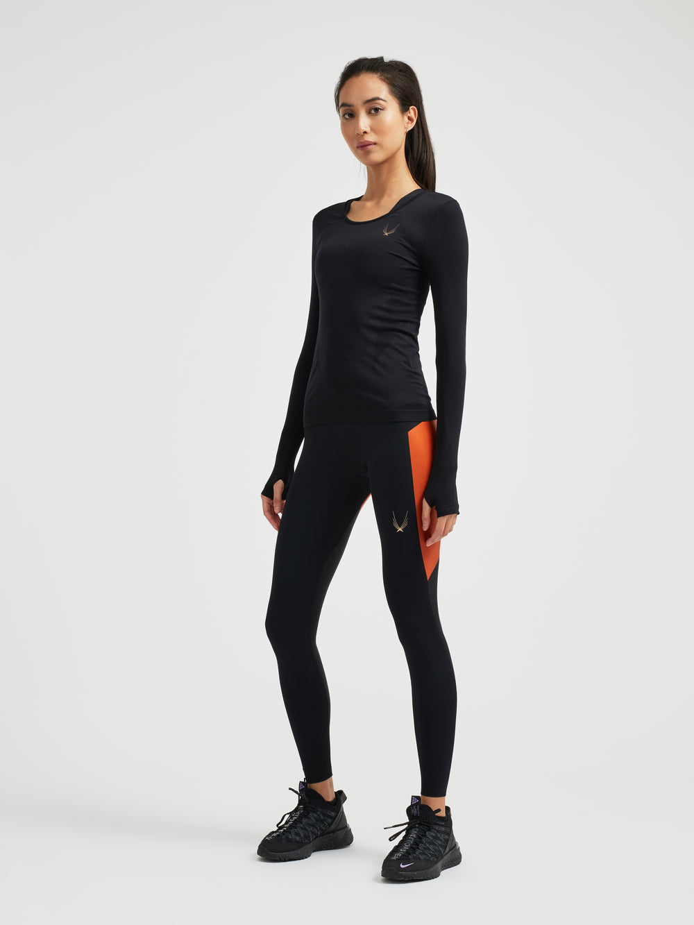 lucas hugh Technical Knit Long Sleeve Top black