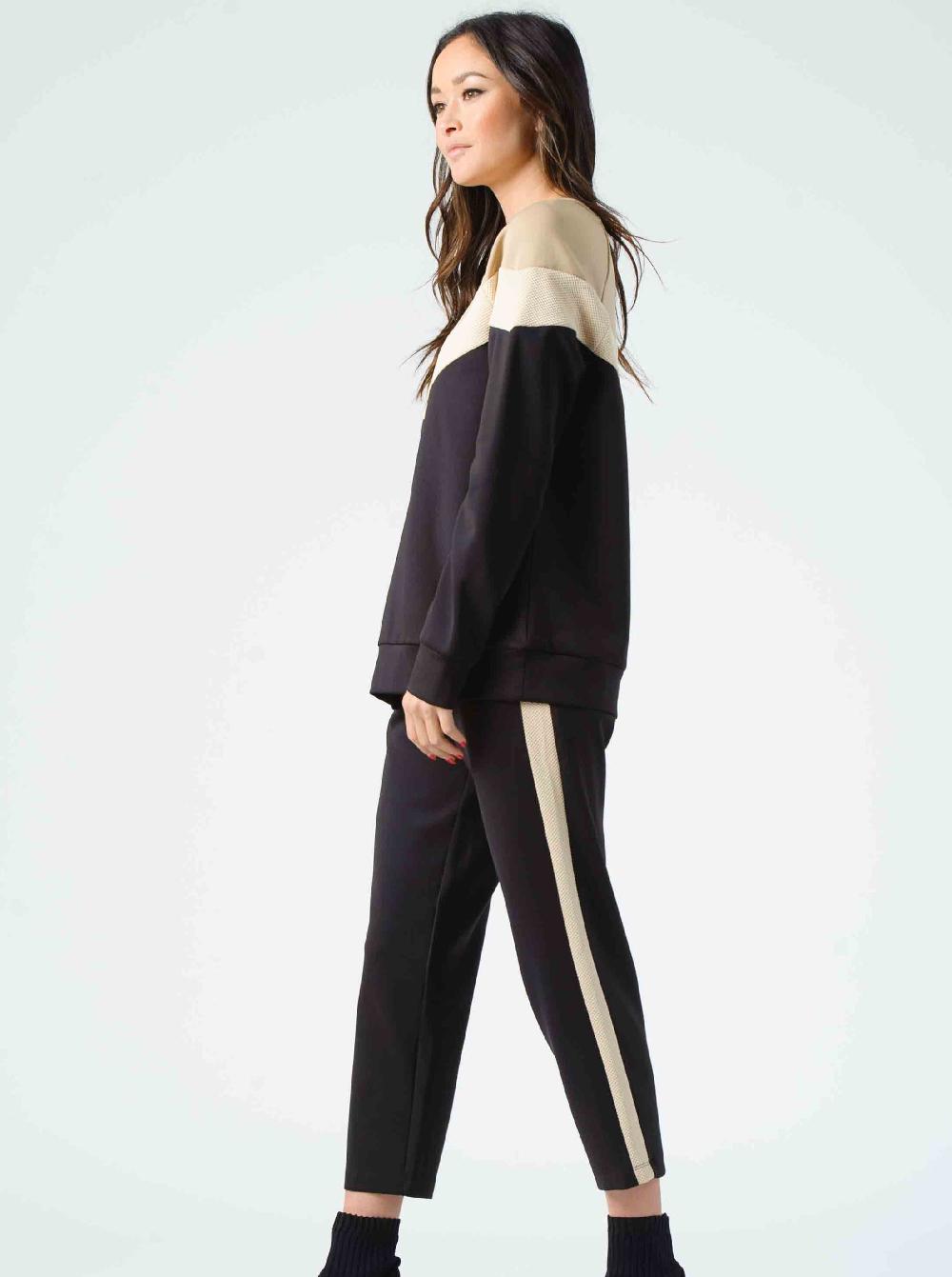 lucca couture BINET CONTRAST STRIPE PANTS-MACCHIATO