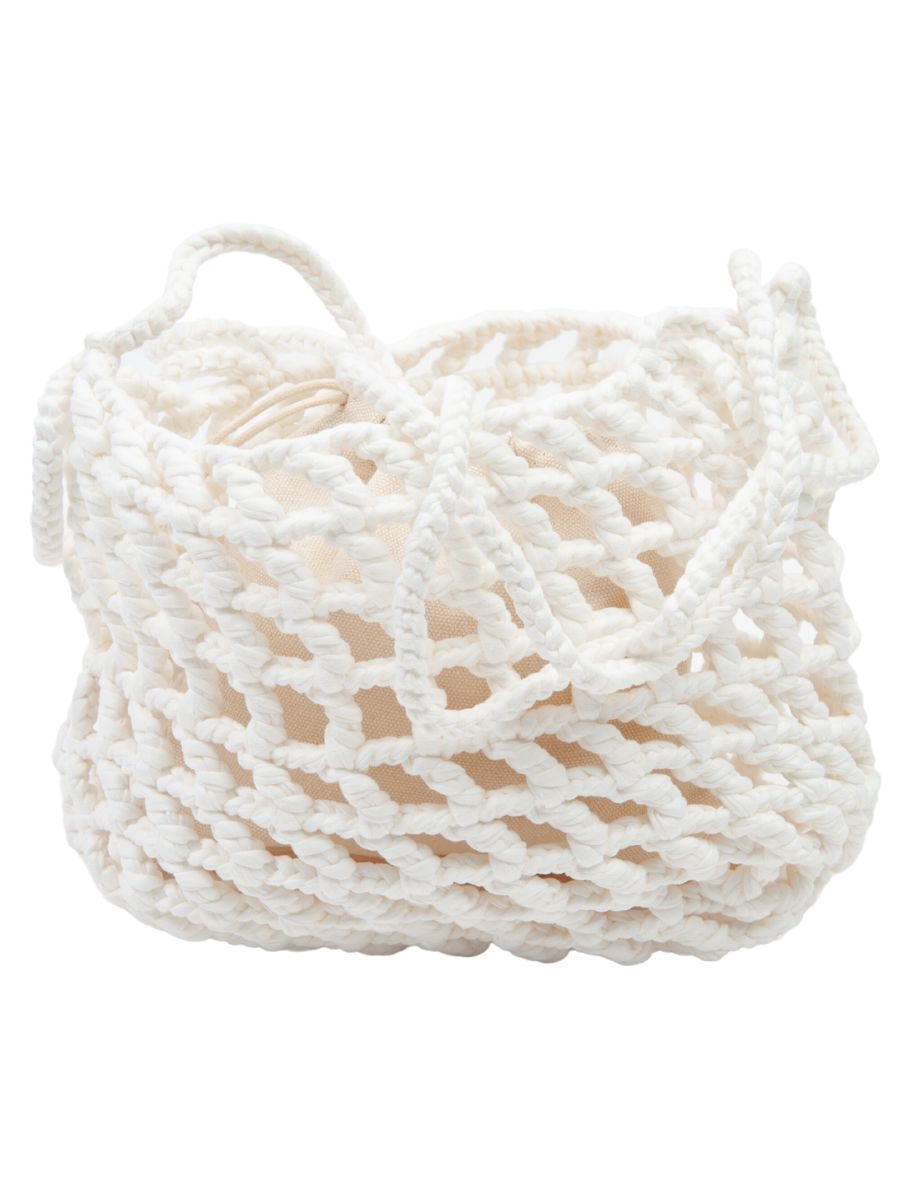 lucca couture BY THE SEA WOVEN ROPE SHOULDER BAG-WHITE