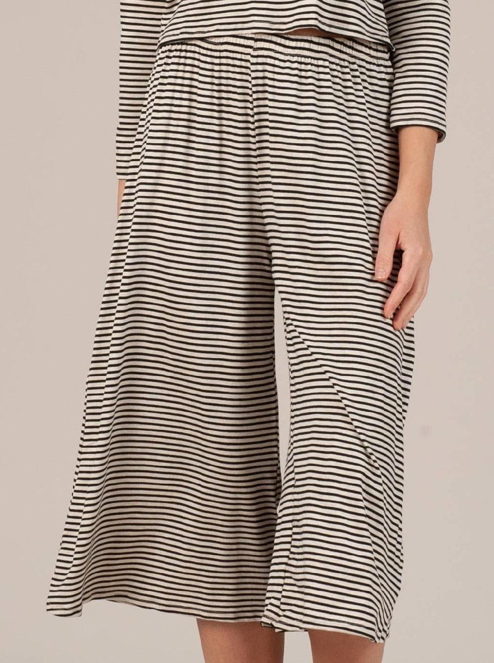 lucca couture CALYPSO CULOTTE PANT-IVORY W/ BLACK STRIPES