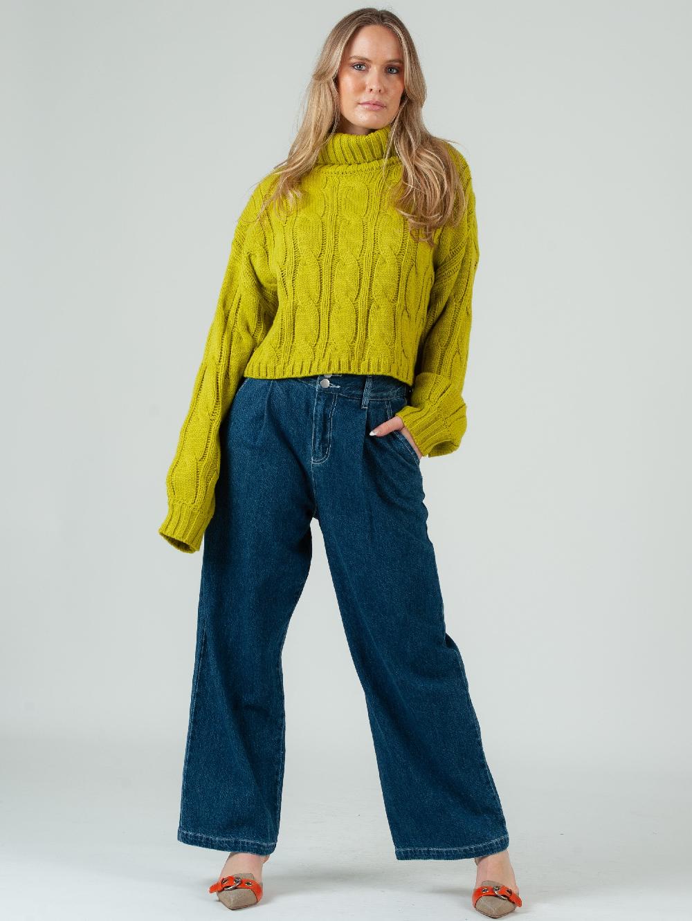 lucca couture EMILIE OVERSIZED TURTLENECK SWEATER-LAWN