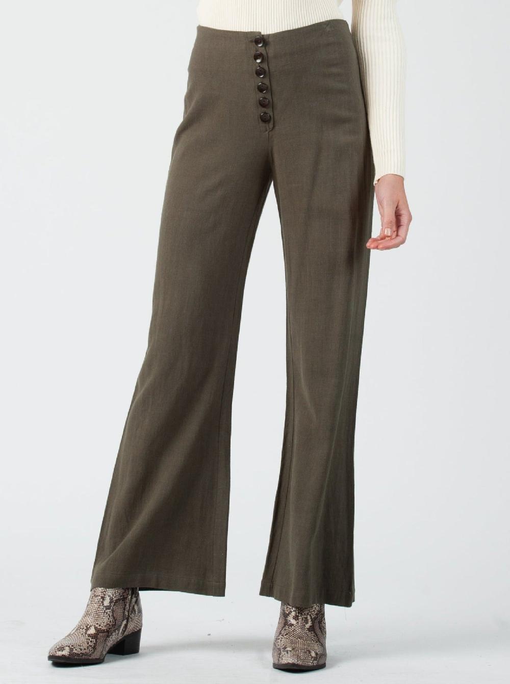 lucca couture ENYO BUTTON FRONT WIDE LEG PANTS-OLIVE