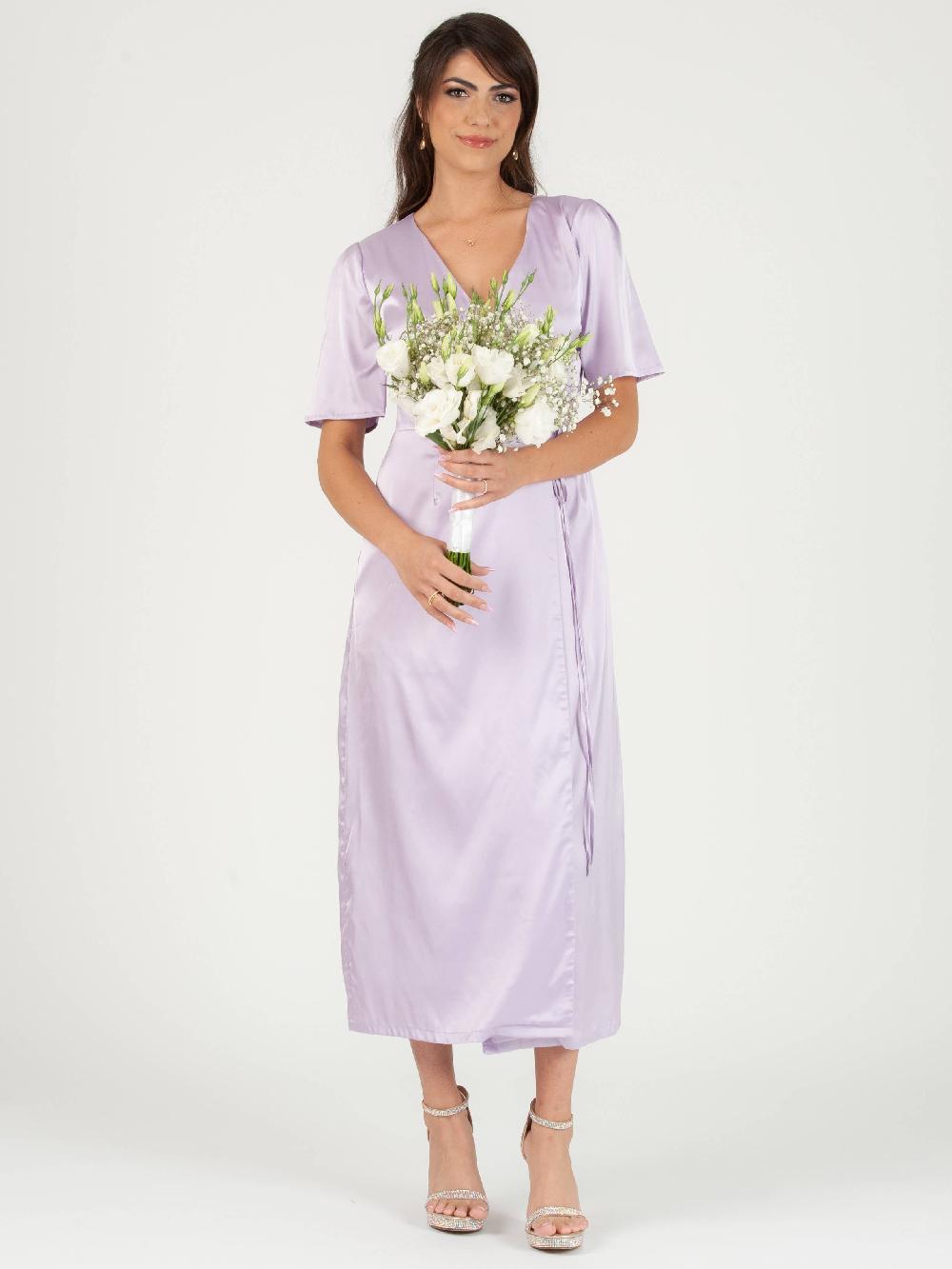 lucca couture FOREVER AND ALWAYS MAXI WRAP DRESS-LILAC