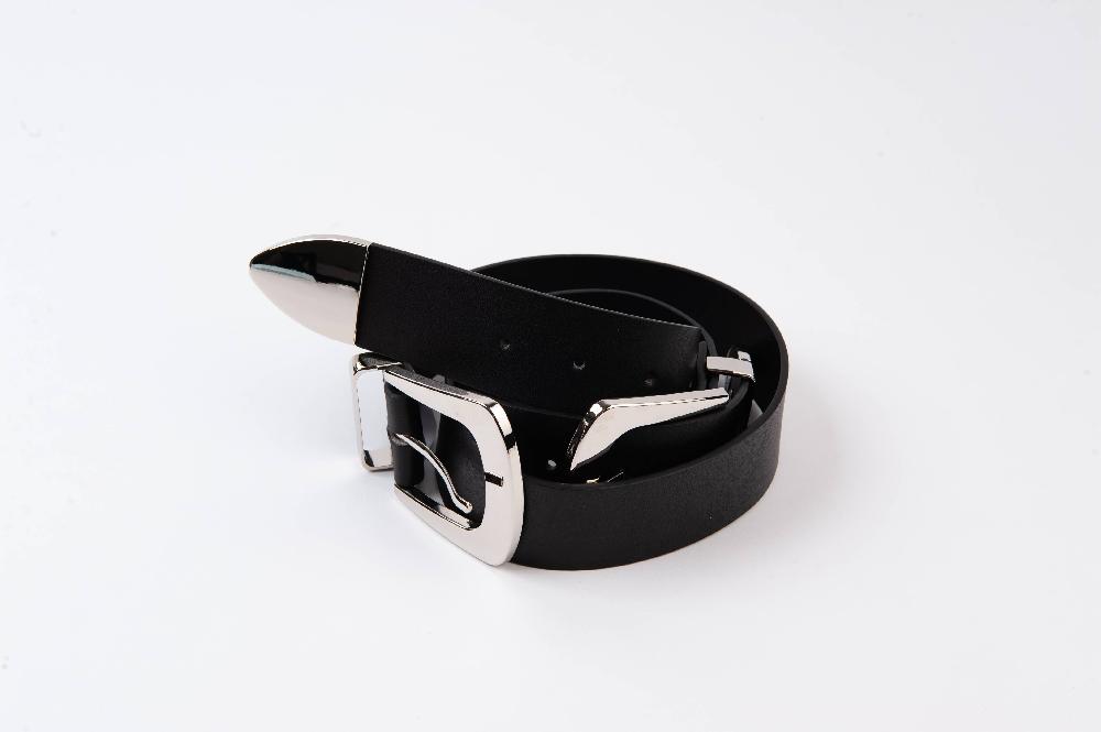 lucca couture GIDEON VEGAN DOUBLE WESTERN BUCKLE BELT-BLACK