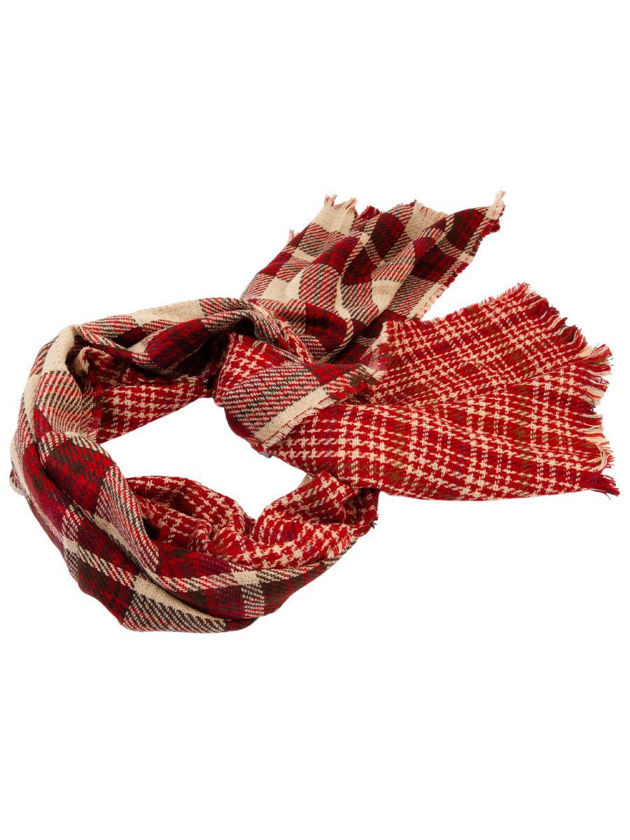 lucca couture GUNBARREL PLAID SIDE FRINGE SCARF-RED PLAID