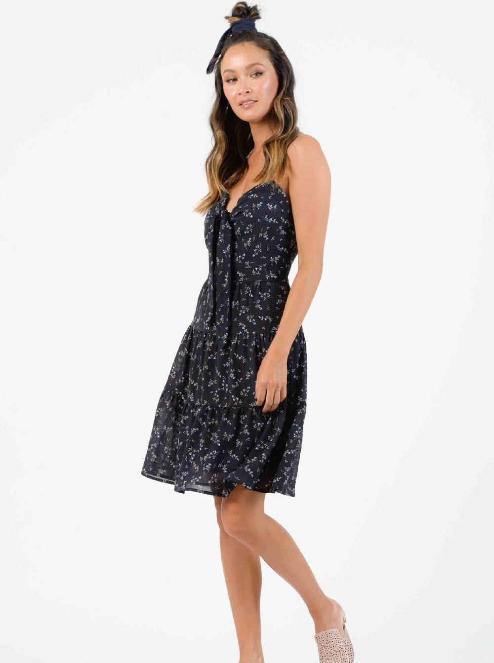 lucca couture HAMPTON TIERED DRESS-NAVY MINI FLORAL