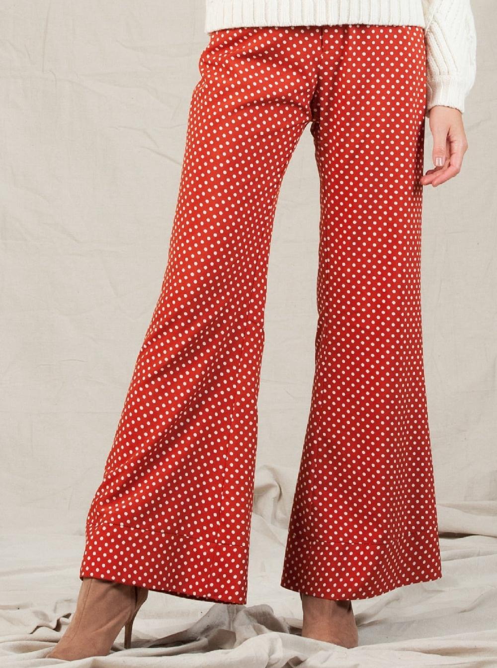 lucca couture ISLA CONTRAST CUFF PANT-COPPER POLKA DOT