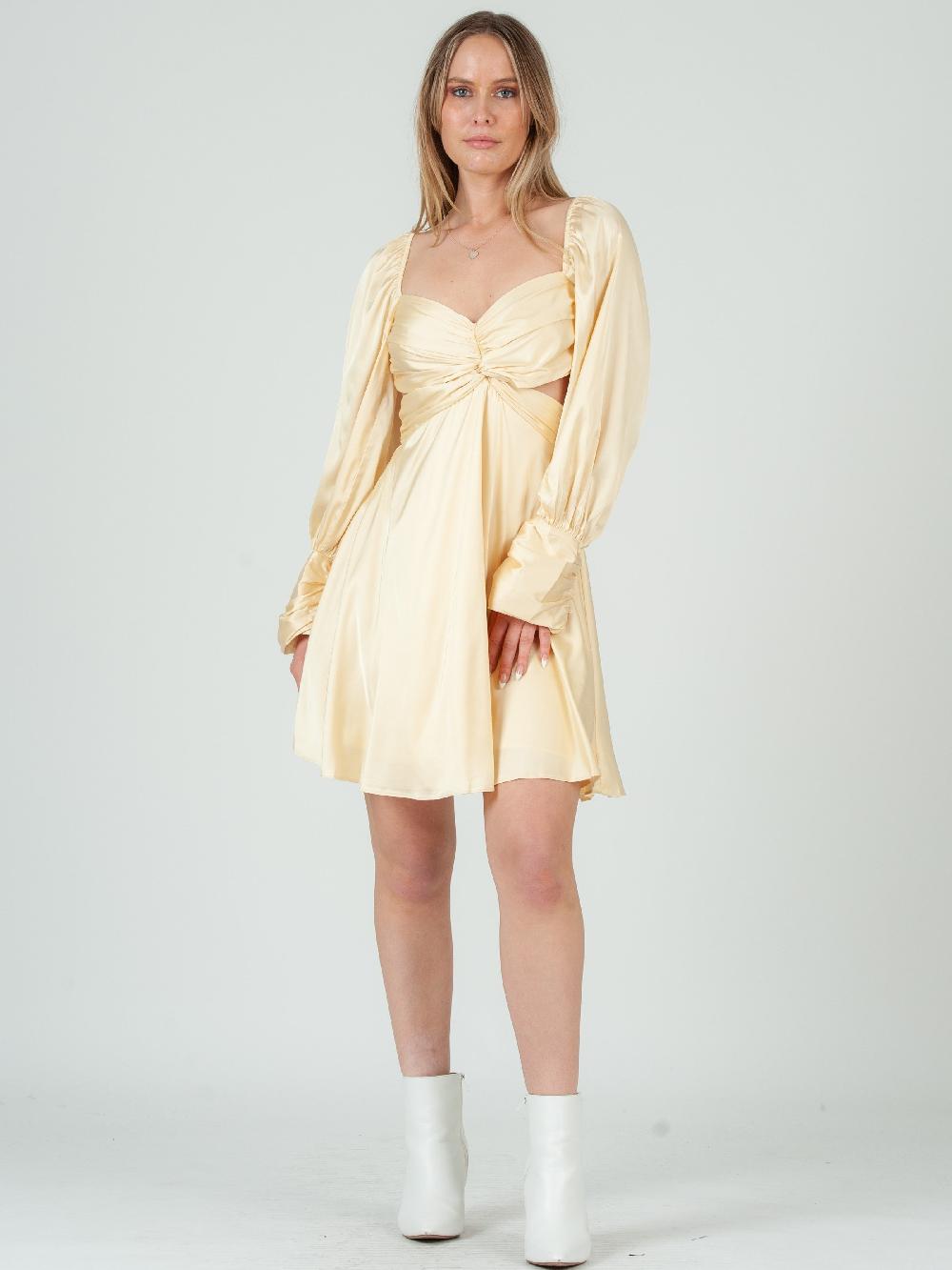 lucca couture JACINDA LONG SLEEVE MINI DRESS-CHIFFON