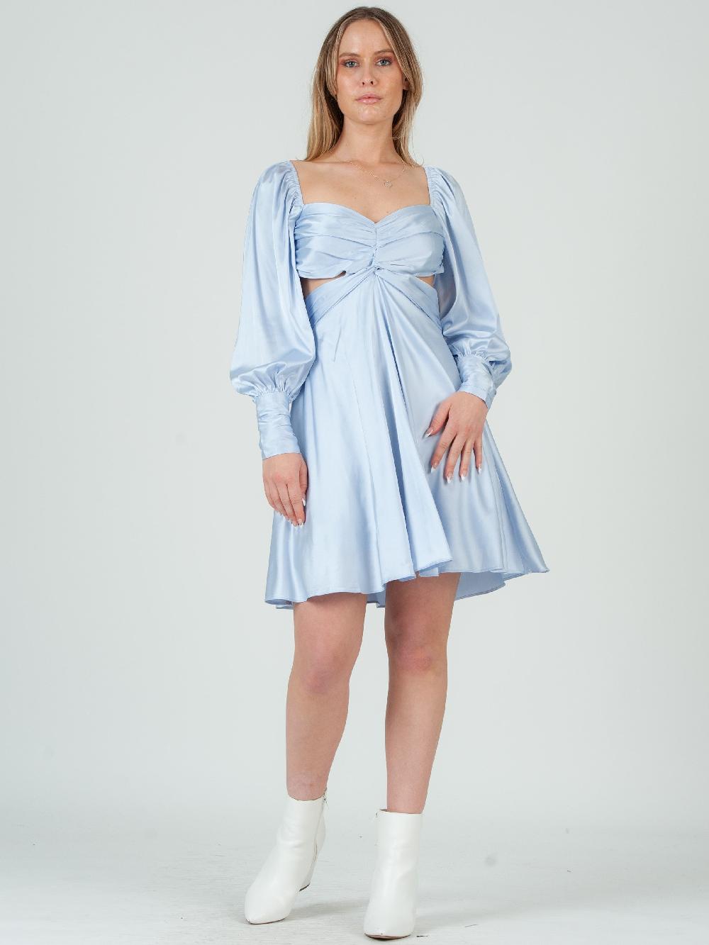 lucca couture JACINDA LONG SLEEVE MINI DRESS-POWDER