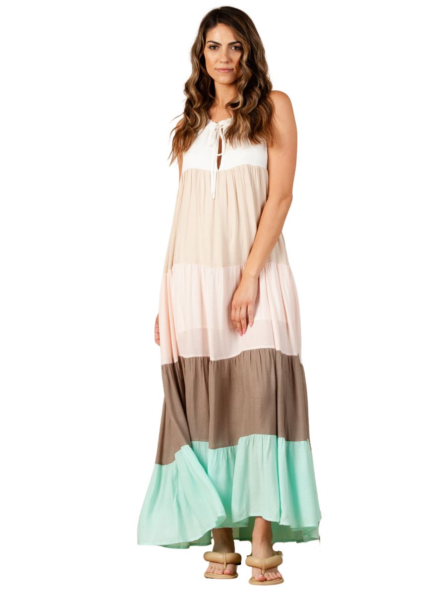 lucca couture JUBILEE COLOR BLOCK MIDI DRESS-MINT COMBO