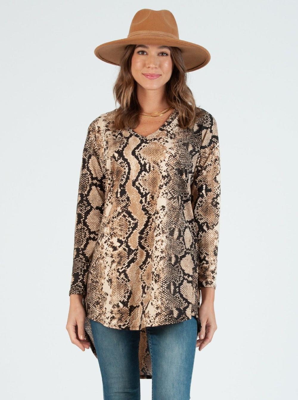 lucca couture LINDA DROP SHOULDER TUNIC-SNAKE PRINT