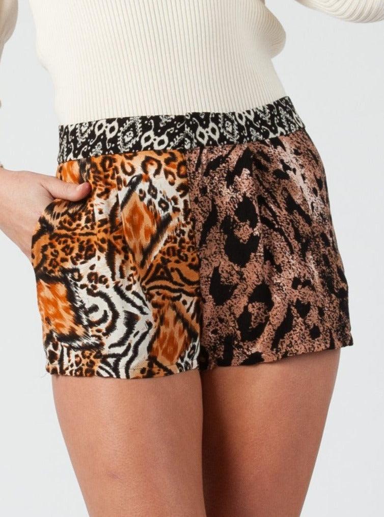 lucca couture ANIMAL MIX PRINT SHORTS