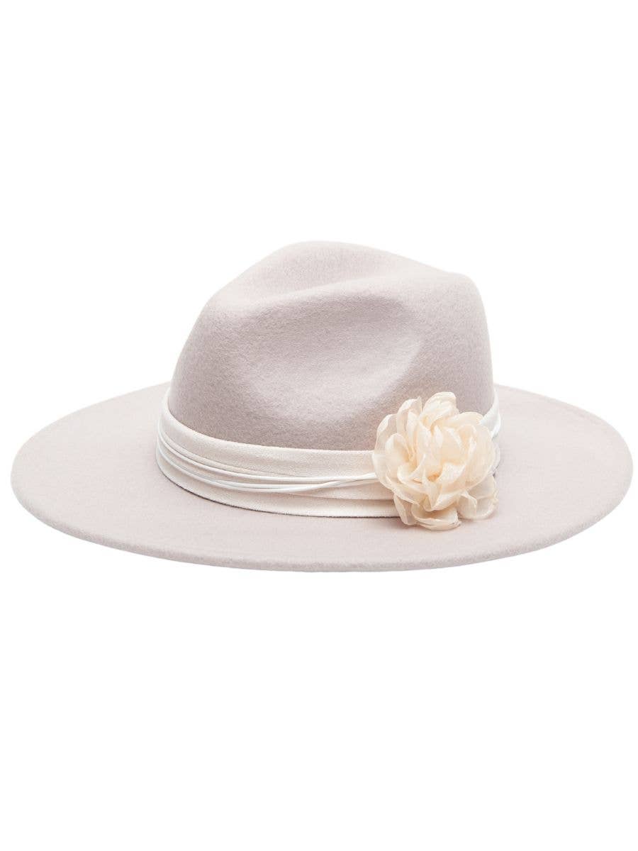 lucca couture ANNA WOOL FEDORA WITH FLORAL TRIM